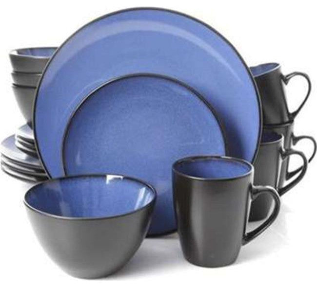 Gibson  GH SoHo Lounge Round Dinnerware, Blue - 16 Piece