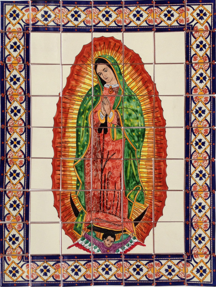 Our Lady Virgen De Guadalupe, Clay Talavera Tile Mural
