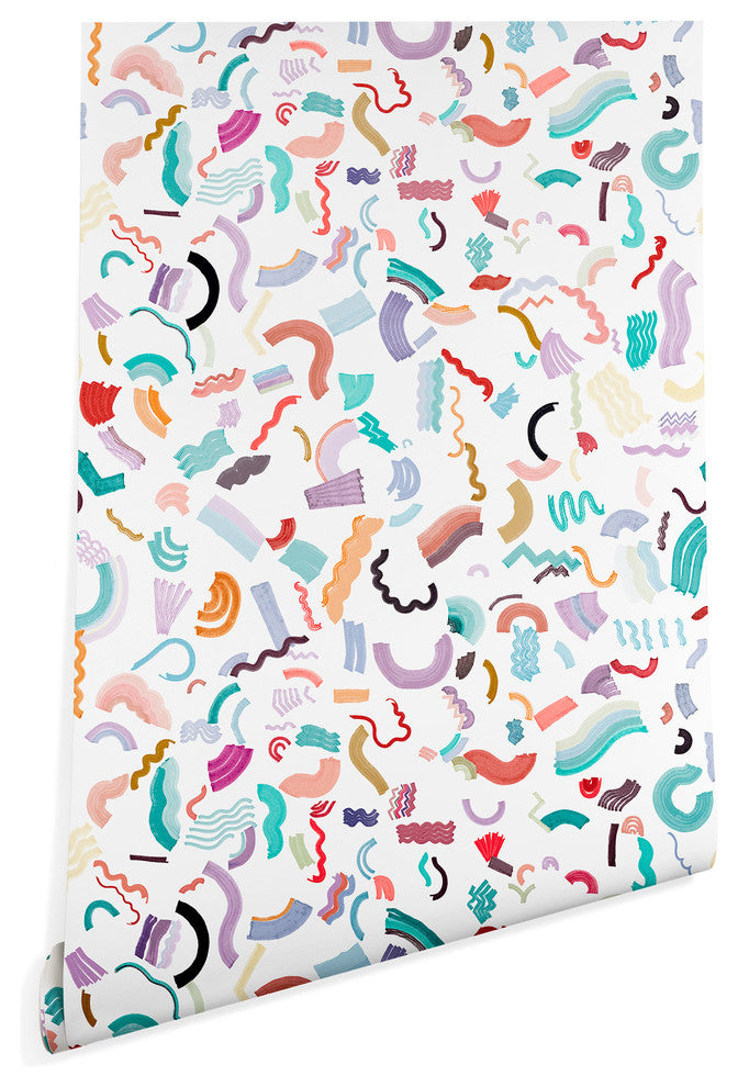 Deny Designs Ninola Design Curly and Zigzag Stripes Wallpaper, Multi, 2'x4'