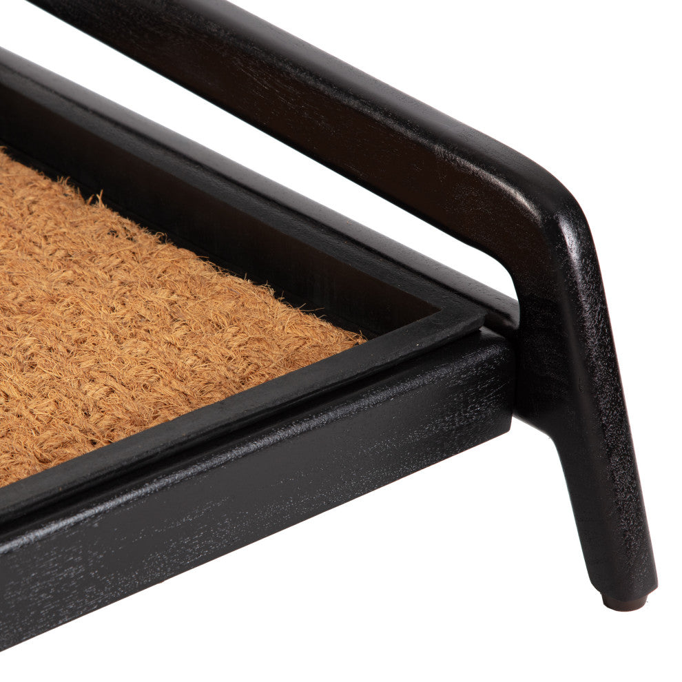 Single-Tier Black Stand With 2-Pair Rubber Boot Tray Smoked Oak
