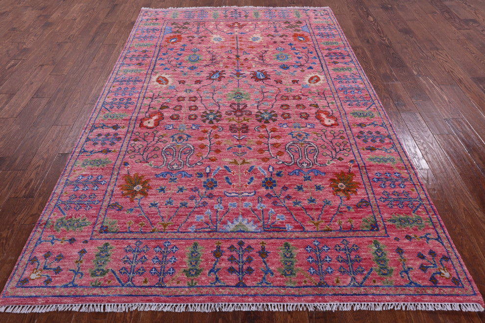 6' 2" X 9' 3" Hand-Knotted Turkish Oushak Wool Rug - Q13661