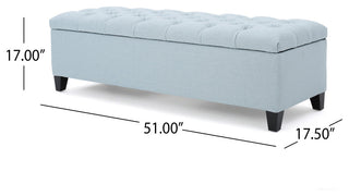 GDF Studio Ottilie Contemporary Button-Tufted Storage Ottoman Bench, Light Sky/Dark Brown