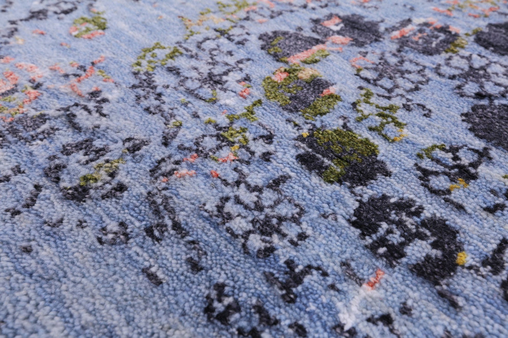 2' 7" X 12' 1" Runner Handmade Modern Wool and Silk Rug Q11836