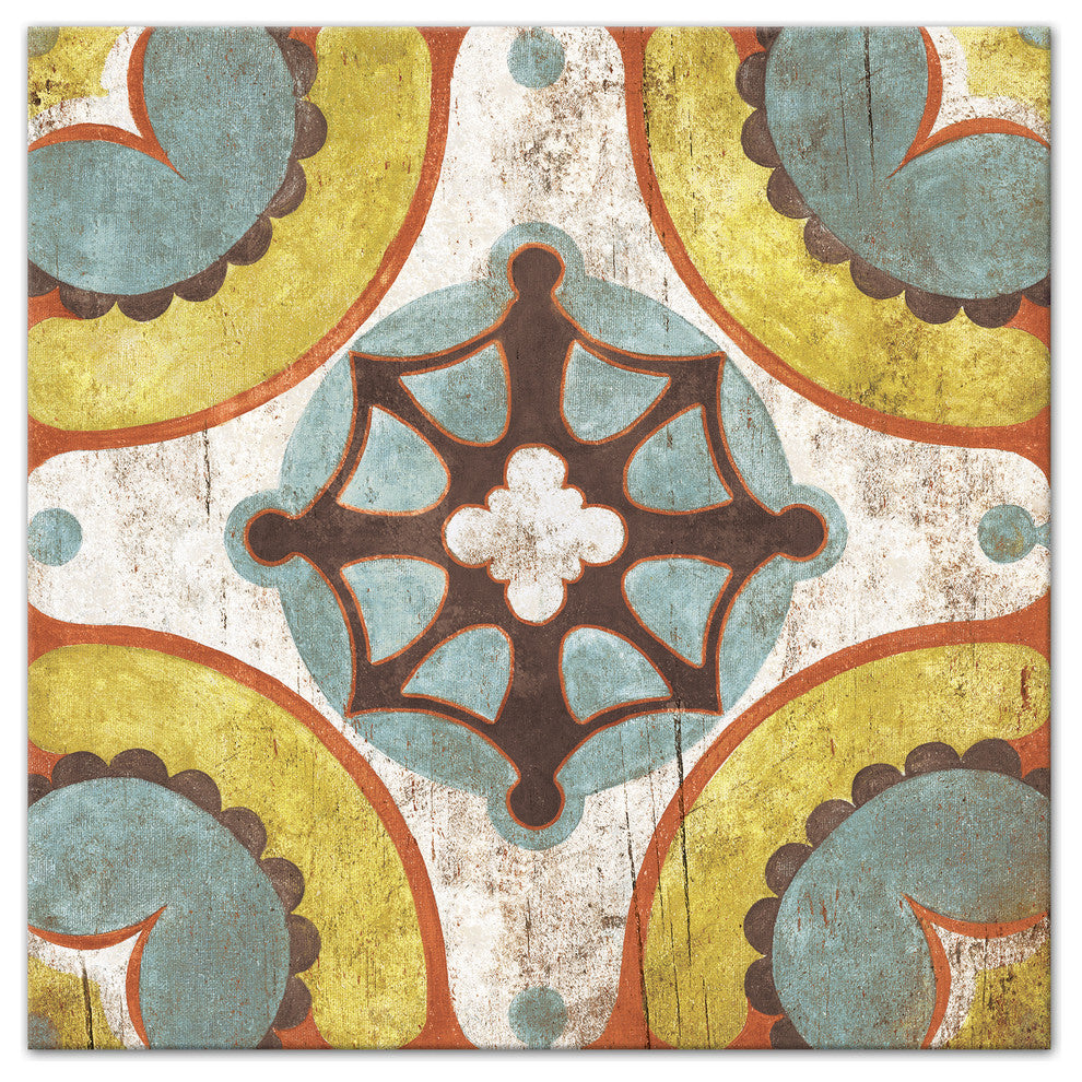 Yellow Moroccan Tile 36x36 Canvas Wall Art