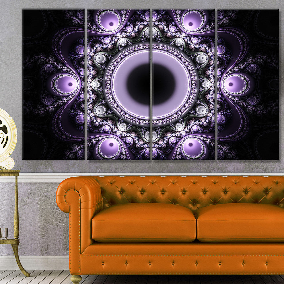 Light Purple Pattern with Circles, Abstract Canvas Art Print, 48"x28", 4 Panels