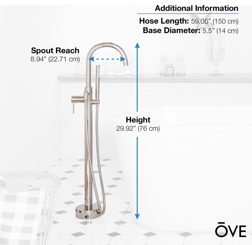 Ove Decors Rachel Freestanding 70" Bathtub Kit With Athena Faucet