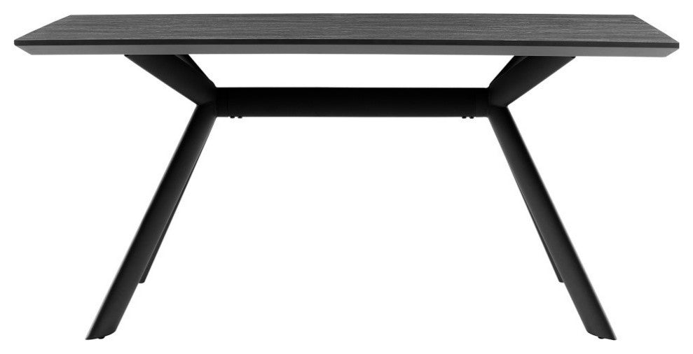 Margot 63" Rectangular Dining Table With Black Finish, Dark Gray