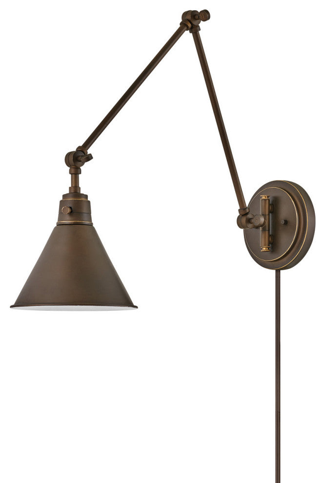 Hinkley Arti Medium Swing Arm Single Light Sconce, Olde Bronze
