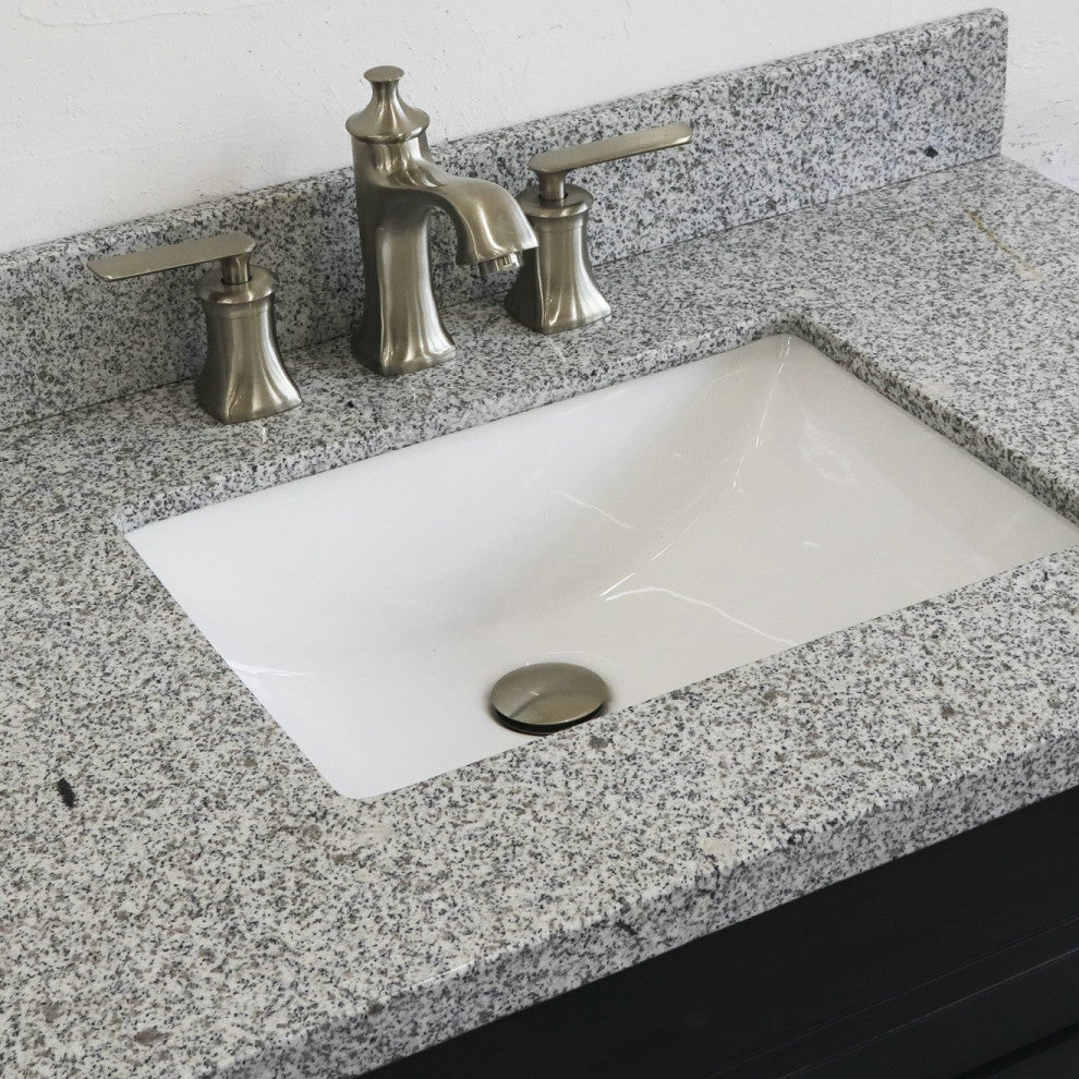 37" Single Sink Vanity, Dark Gray Finish With Gray Granite