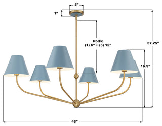 Crystorama Lighting Group XAV-B9319 Xavier 6 Light 48"W - Vibrant Gold / White