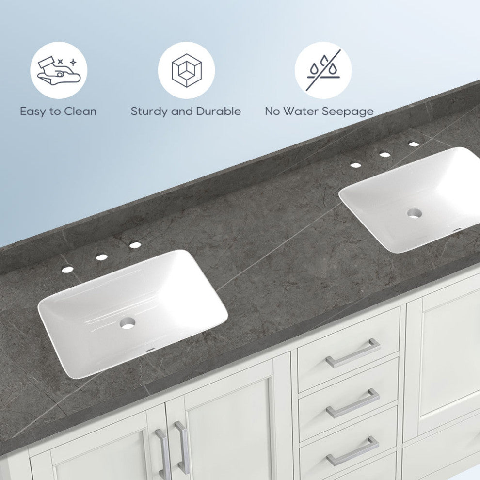 73 in. Engineered Composite White Rectangular Double Sink Vanity Top, Armani Gray