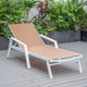 LeisureMod Marlin Patio Chaise Lounge Chair With Arms White Frame, Light Brown