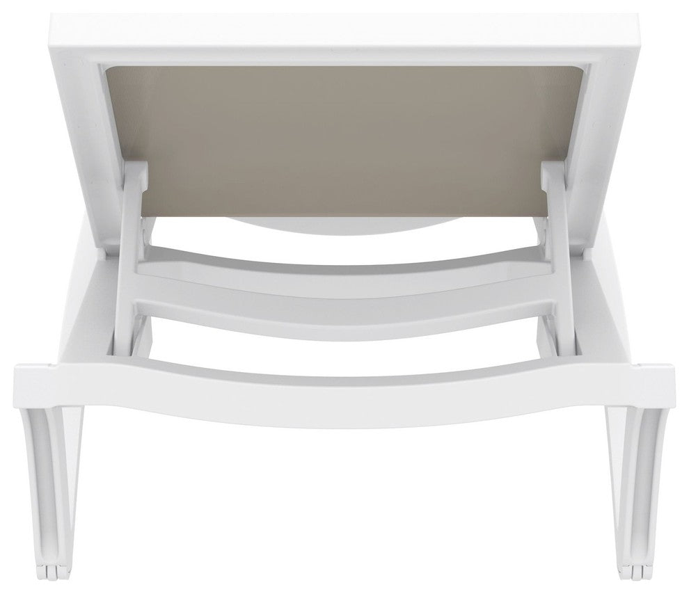 Compamia Pacific Sling Set of 2 Chaise Lounge With White Frame, Taupe