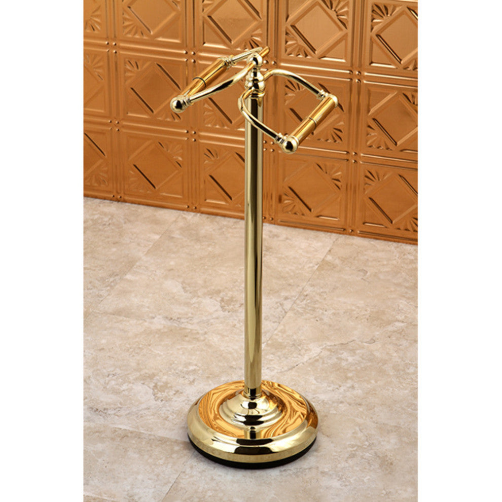 Kingston Brass Freestanding Double Roll Toilet Paper Holder, Polished Brass