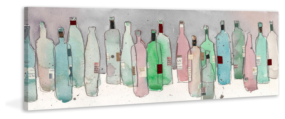 "Wine Party III" Painting Print on Wrapped Canvas, 45x15