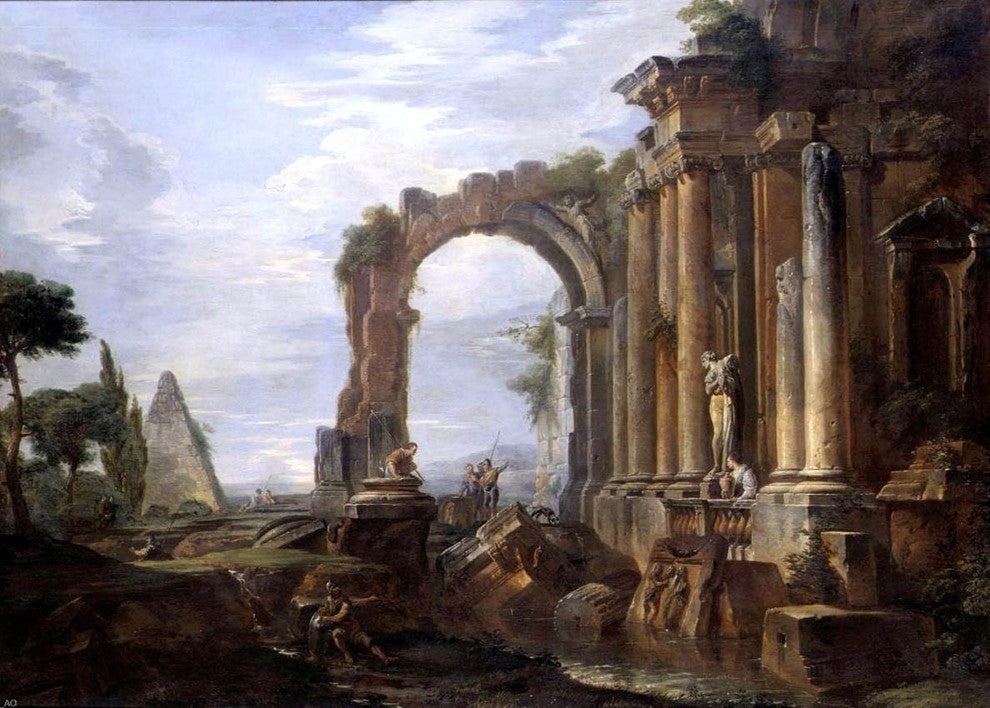 Giovanni Paolo Pannini Capriccio of Classical Ruins Gallery Wrapped Canvas Print