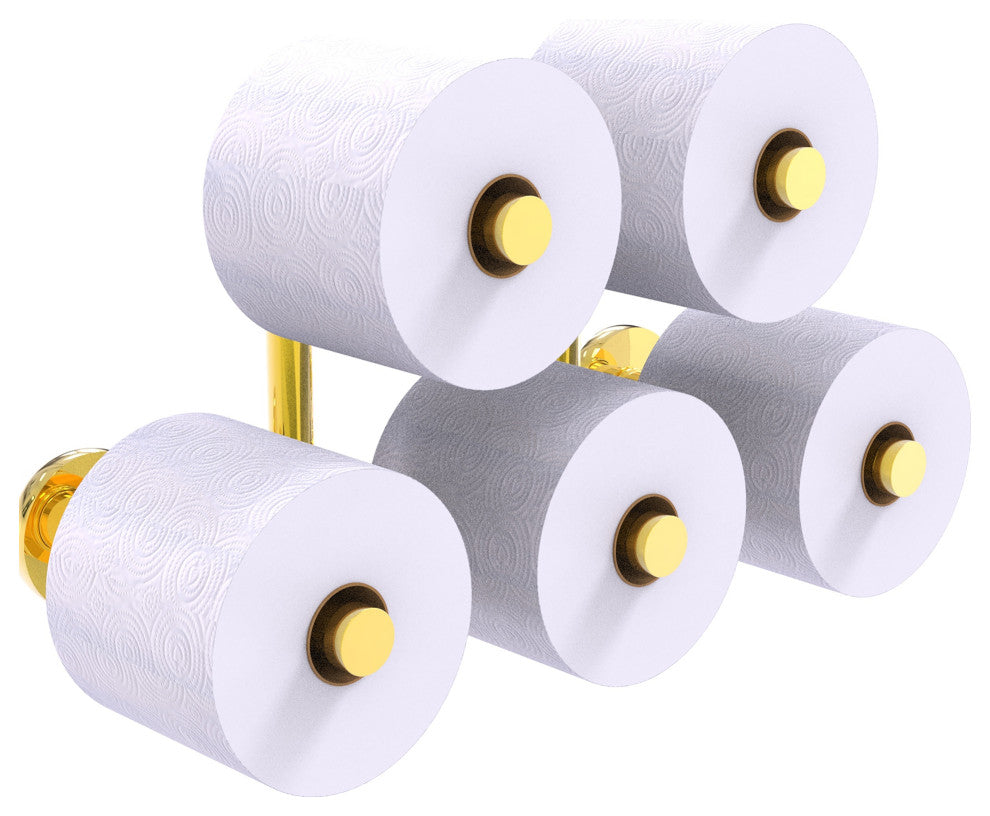 Prestige Skyline 5 Roll Reserve Roll Toilet Paper Holder, Polished Brass