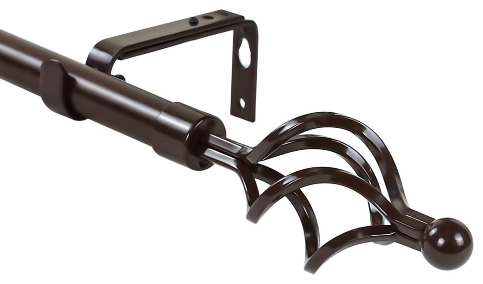 1" Birdcage Drapery Curtain Rod, Bronze, 84"-120"