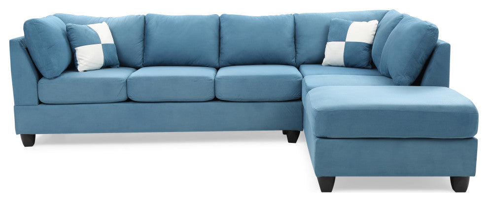 Solana Micro Suede Sectional, Aqua Micro Suede