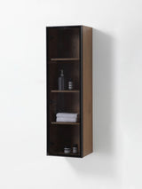 LUCE 13" Wall Mount Modern Bathroom Side Cabinet, Pecan Oak/Matte Black