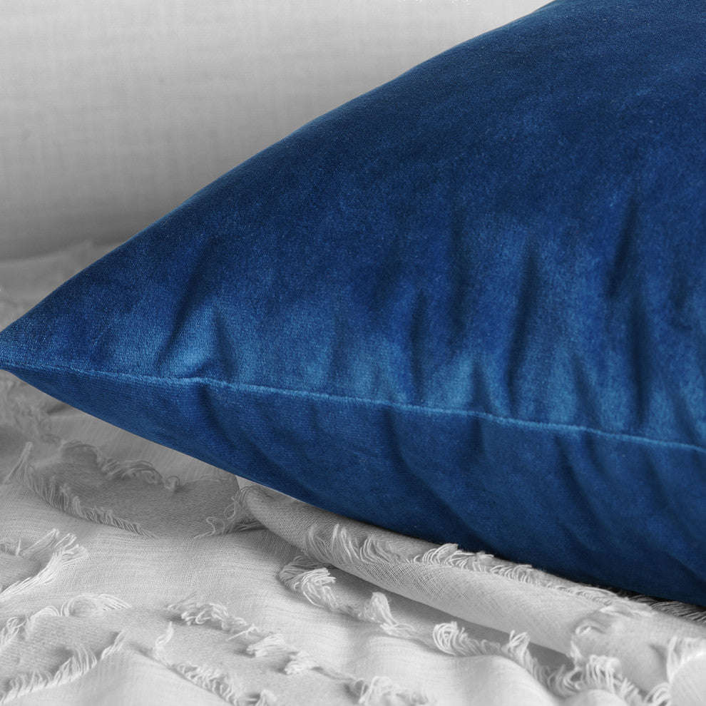 Heritage Plush Velvet Cushion Cover Pair, Pisces Blue, 18w X 18l