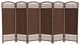 4' Tall Fiber Weave Room Divider, Dark Mocha, 6 Panels