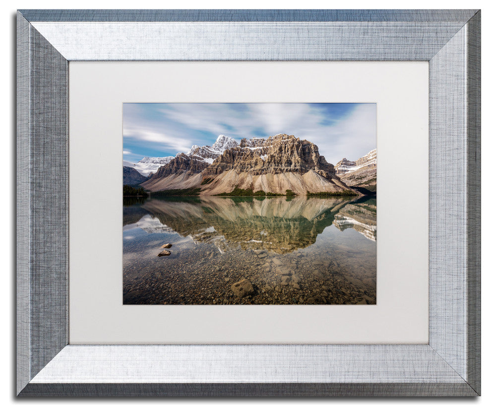 Pierre Leclerc 'Mount Crowfoot Reflection' Matted Art, Silver Frame, 14x11