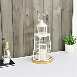 Caler White Lighthouse Styled Metal Lantern - Small