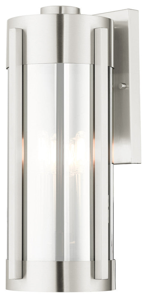 Livex Lighting Sheridan 3 Light Brushed Nickel Large Outdoor Wall Lantern
