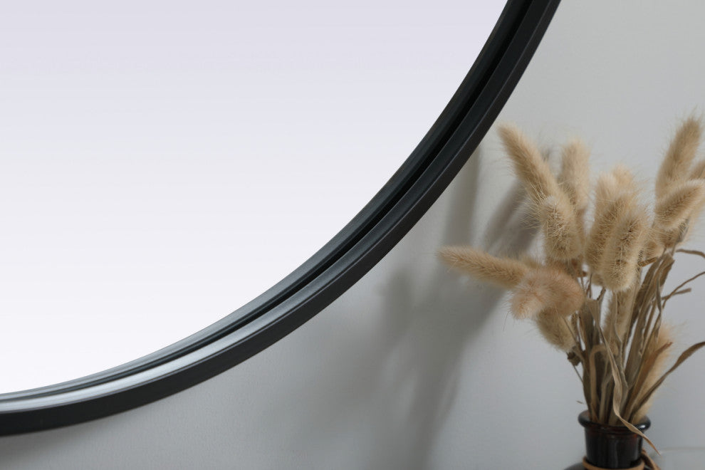 Elegant Decor Metal Frame Oval Mirror 30X36" in Black