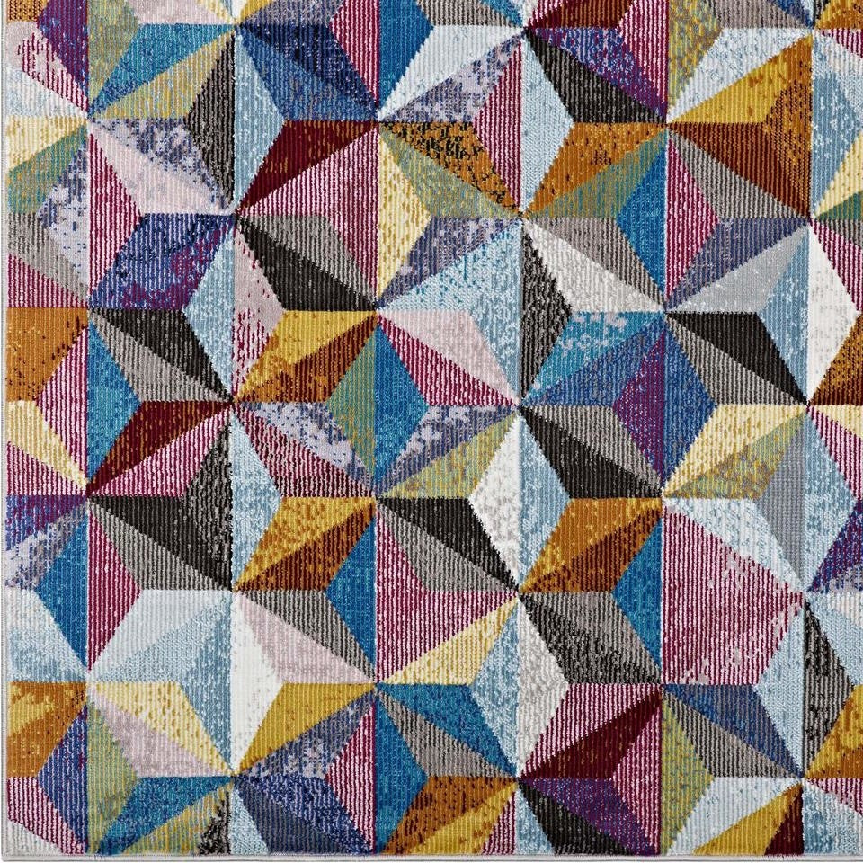 Multicolored Arisa Geometric Hexagon Mosaic 8x10 Area Rug