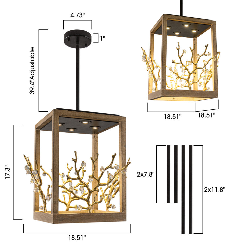 18.5-inch Modern Pendant Lighting with Tree Branch Element