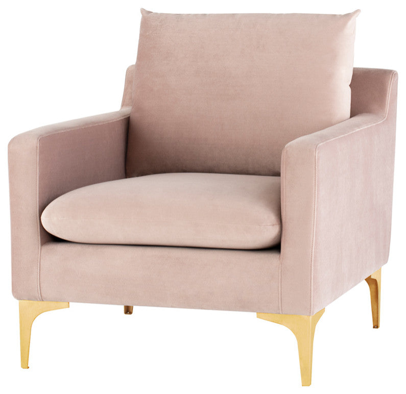 Anders Blush Fabric Single Seat Sofa, HGSC580