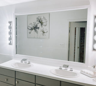 Meade Framed Wall Mirror, White, 28"x54"