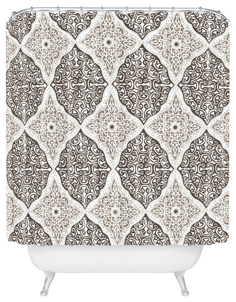 Belle13 Curly Rhombus Neutral Shower Curtain, Medium