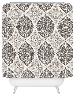 Belle13 Curly Rhombus Neutral Shower Curtain, Medium