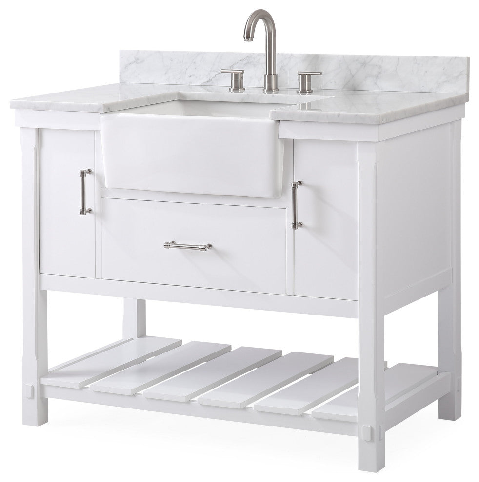 42" Kendia Farmhouse Sink Bathroom Vanity GD-7042-WT42-RA