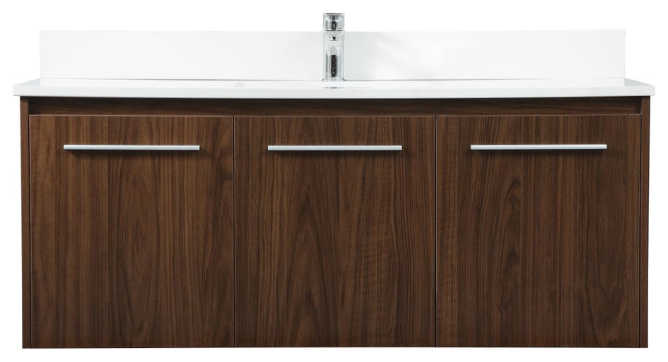 Elegant VF44548MWT-BS 48" Single Bathroom Vanity, Walnut With Backsplash