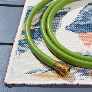 Safavieh Sunrise Collection SUN671 Indoor-Outdoor Rug, Ivory/Rust Blue, 2'x8'