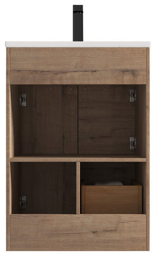 Freestanding Bathroom Vanity With Top Mount Sink, Classic Oak, 24'' Ceramic Sink