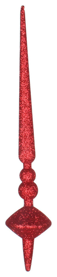 Vickerman M183303G 12" Red Glitter Cupola Finial Ornament, Pack of 3