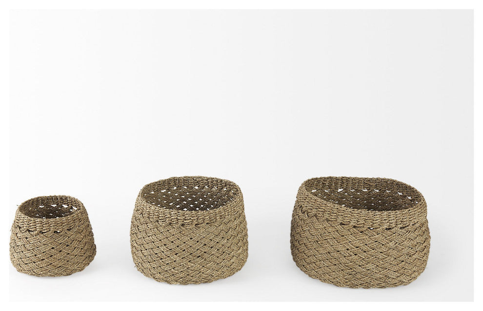 Set of Three Woven Wicker Storage Baskets