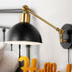 Lisa Swing Arm 1-Light Modern Midcentury Iron USB Charging Port LED Sconce, Blac