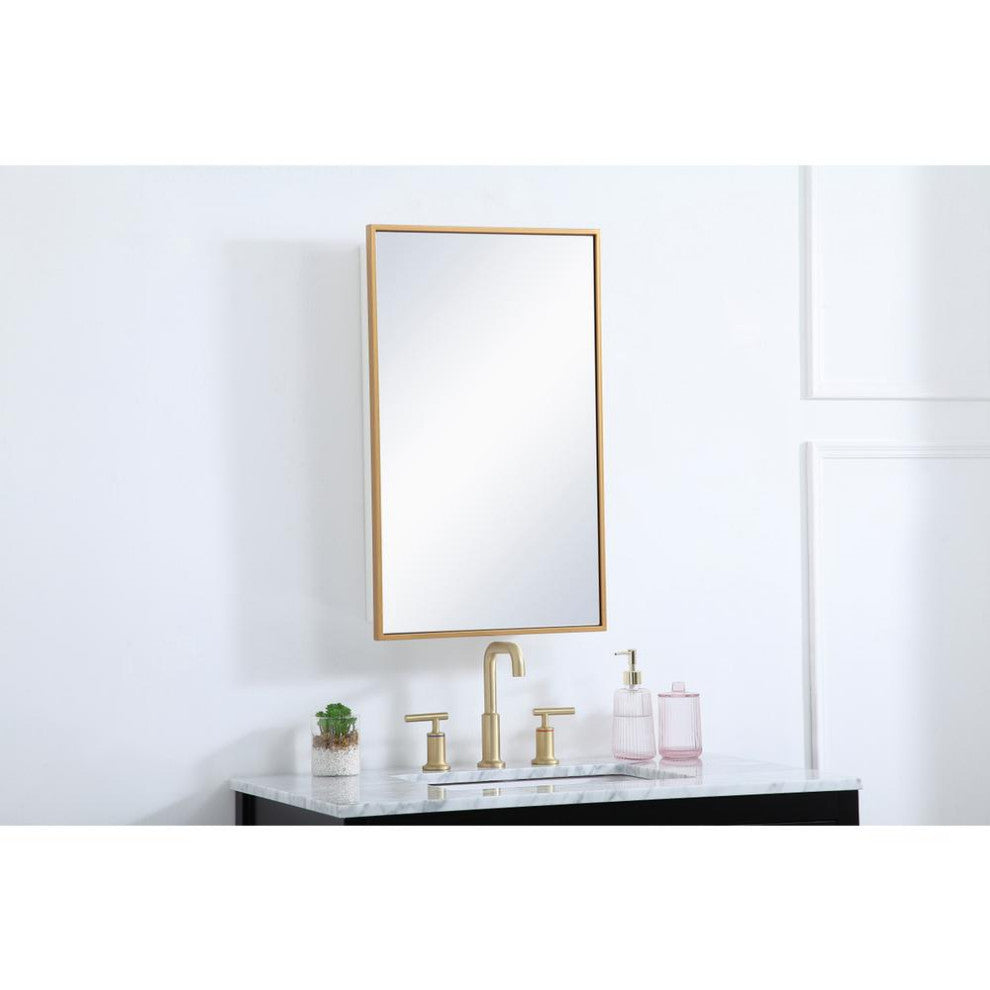 Metal mirror medicine cabinet 17 inch x 28 inch in Brass