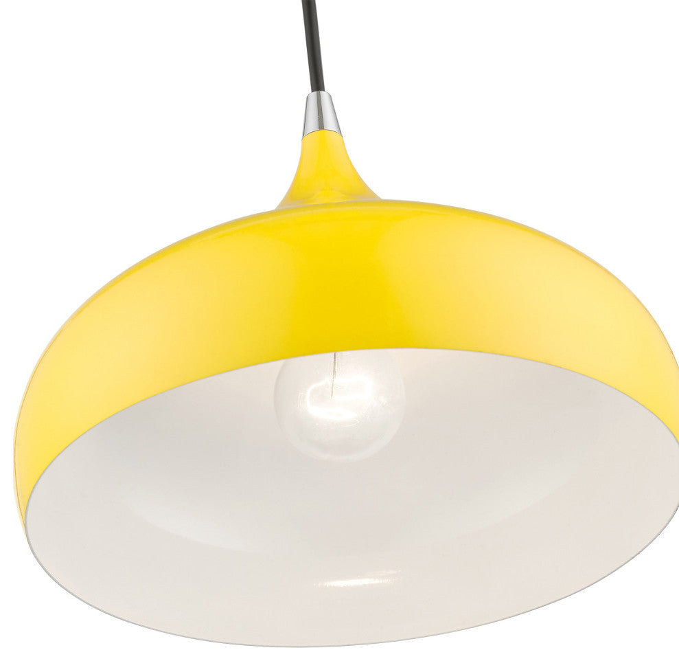 Amador 1 Light Shiny Yellow With Polished Chrome Accents Pendant
