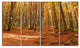 Colorful Fall Forest with Fallen Leaves, Forest Canvas Art, 48"x28", 4 Panels