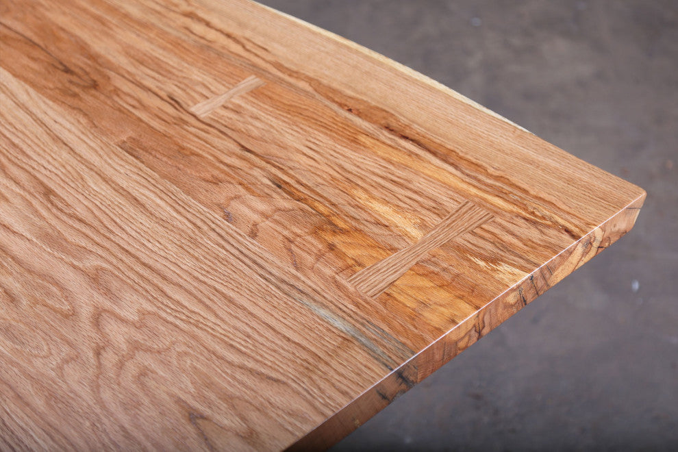 Urban Lumber Classic Live Edge Dining Table With Timberbeast Base, Oak, 96"