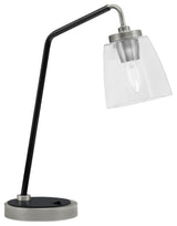 1-Light Desk Lamp, Graphite/Matte Black Finish, 4.5" Square Clear Bubble Glass