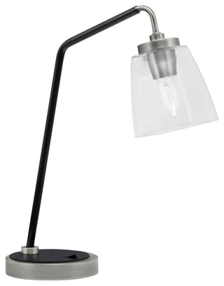 1-Light Desk Lamp, Graphite/Matte Black Finish, 4.5" Square Clear Bubble Glass