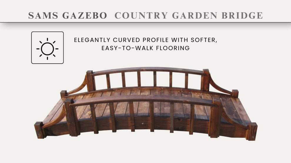 SamsGazebos 8 ft French Country Wood Garden Bridge